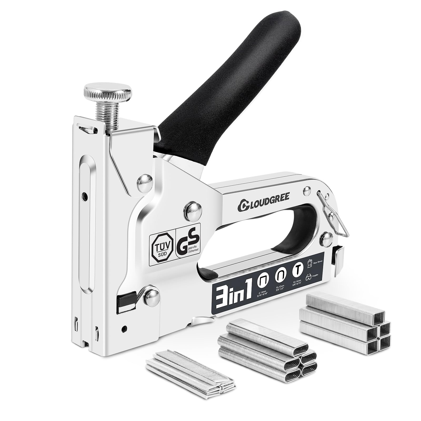 Staple Gun, 3 in 1 Heavy Duty Nail Steel Gun Kit with 1500 Staples, Upholstery Stapler Gun for Wood, Upholstery, Fencing, Furniture, Decoration