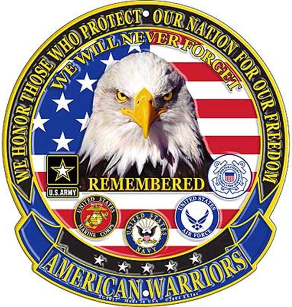 EagleEmblems Sign-American Warriors (12'')