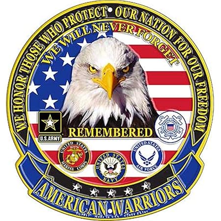 Targa Rotonda EagleEmblems American Warriors - Omaggio Ai Veterani E Militari USA - Alluminio 29 Cm
