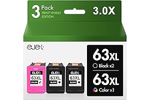 63XL Ink Cartridge High Yield Replacement for HP 63XL Cartridge (Black+ Tri-Color,...