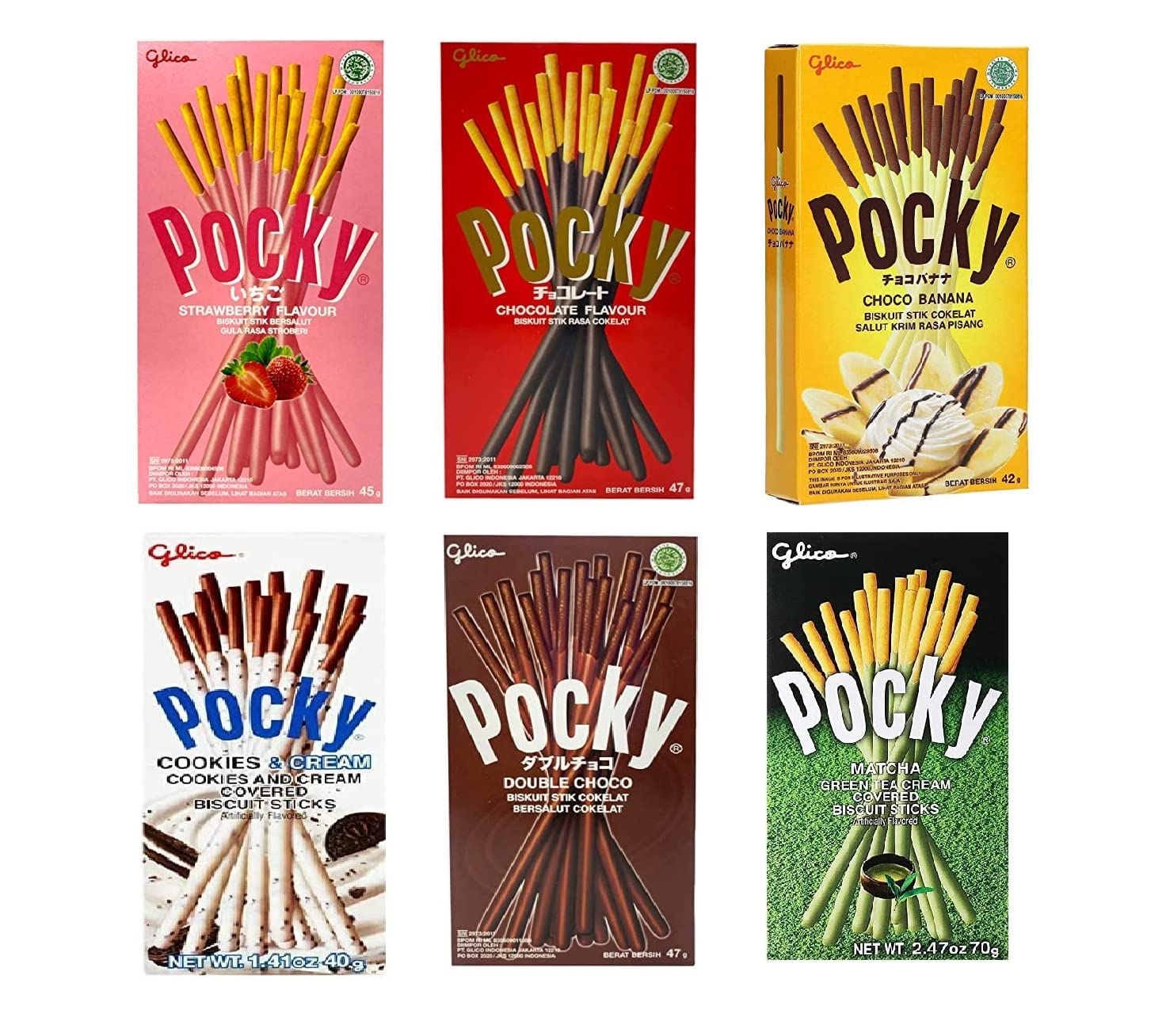 Pocky Stick Variety Pack 6 New Flavour, Double Chocolate, Chocolate