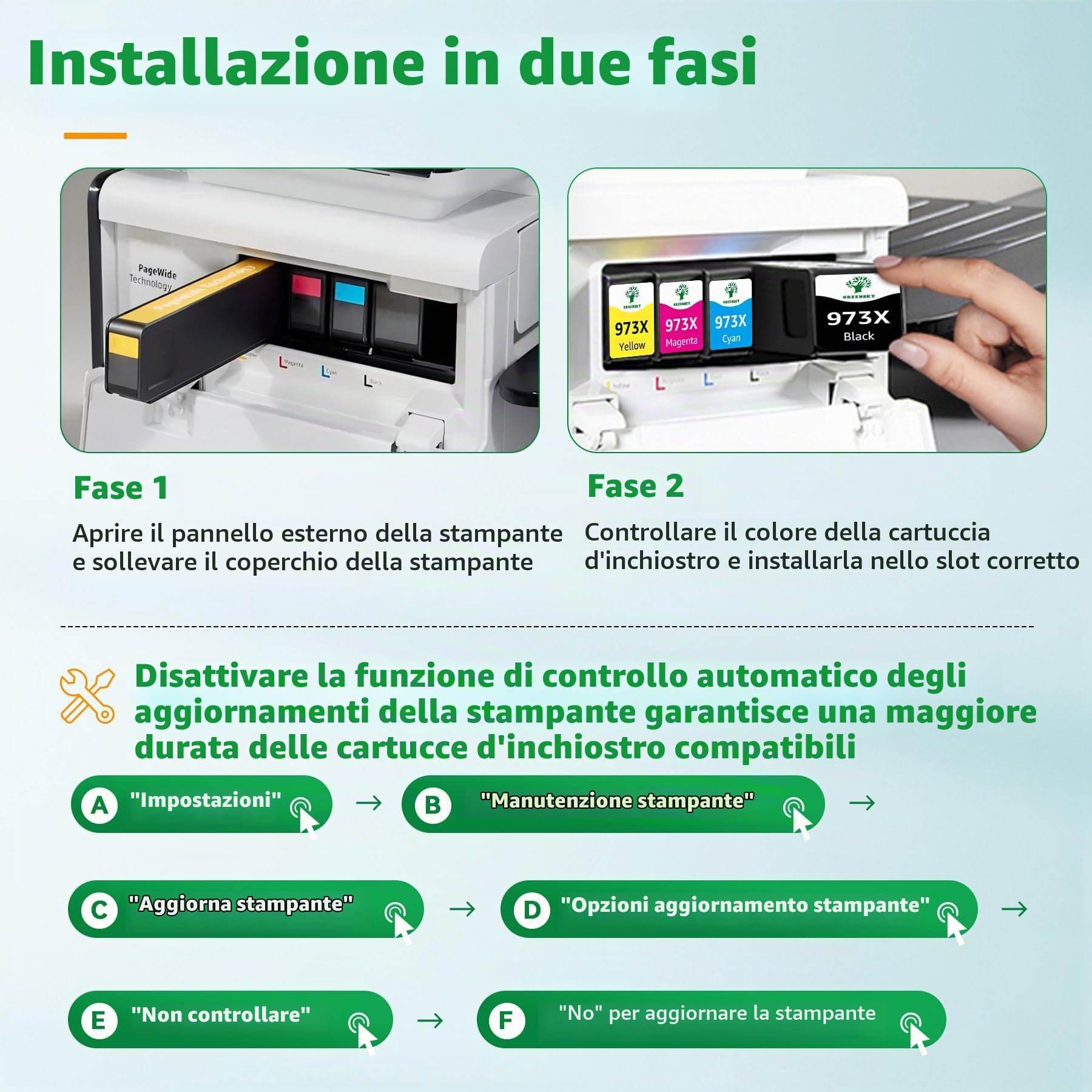 GREENSKY 973X Compatibile per HP 973 per Cartucce HP 973X Multipack | per Stampante HP Pagewide Pro 477dw 452dw 477dn 452dn 577dw 577z 552dw Managed MFP P55250dw (4-Pack)