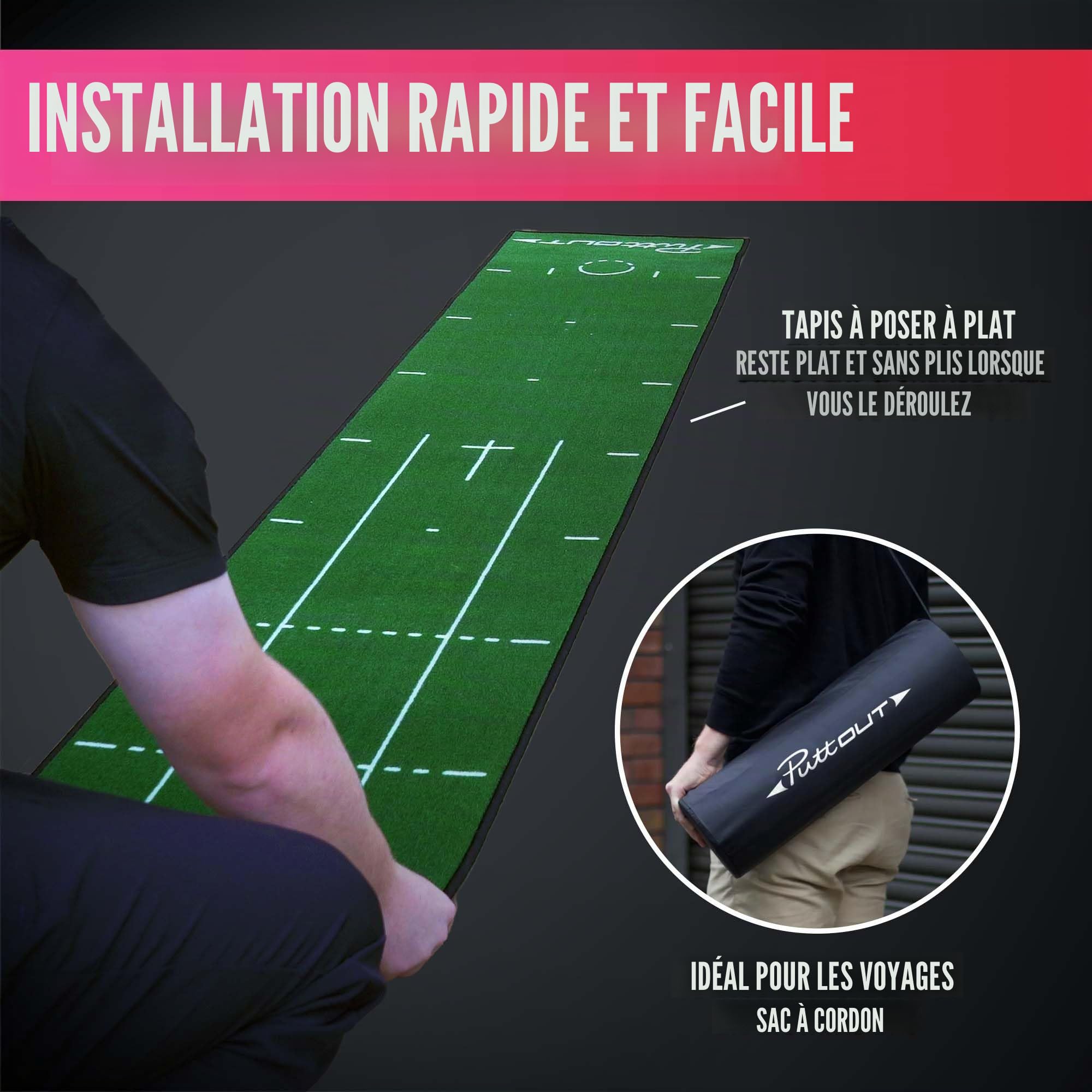 Puttout Pro Golf Tapis de putting