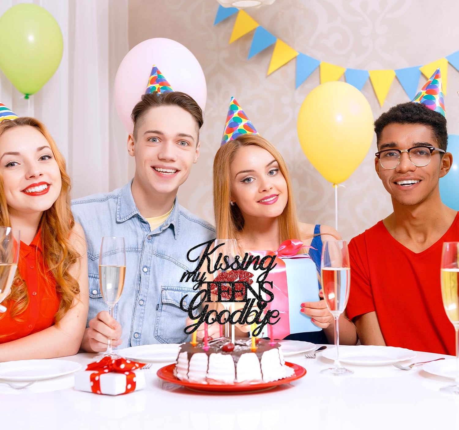 Kissing My Teens Goodbye Cake Topper, Happy 20th Birthday Cake Decor, Funeral for My Youth, Happy 20th Birthday Anniversary Party Decorations Supplies for Adults image 4