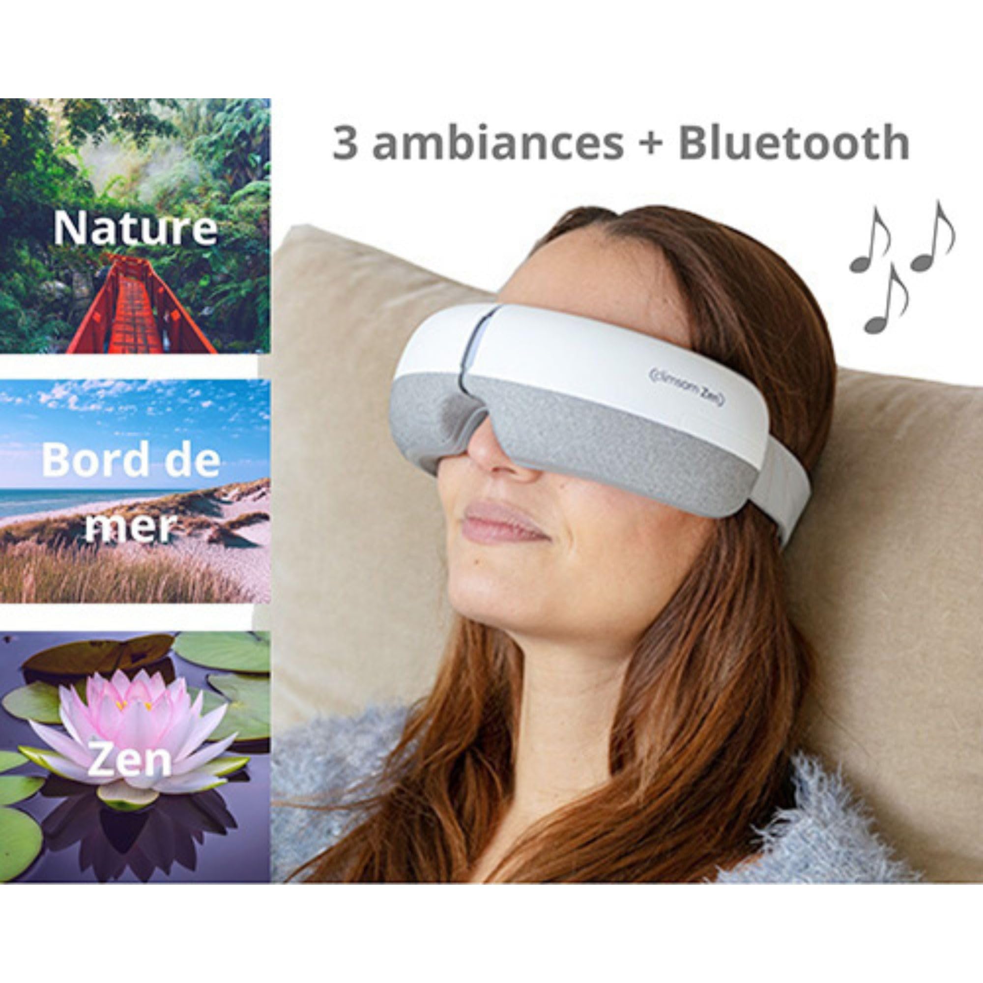 Masseur Yeux Chauffant avec Vibration & Air – 5 Modes Relaxants – Réduction de la Fatigue, Cernes & Poches – Améliore le Sommeil – Eye Massager Climsom Zen