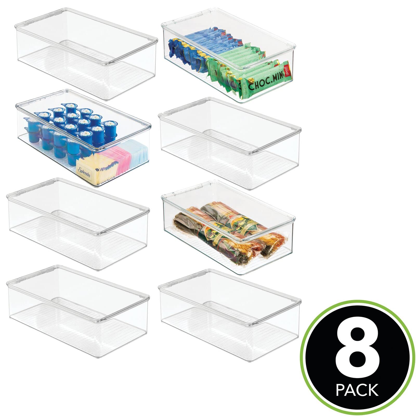 mDesign 8er-Set Kühlschrankbox – Kühlschrank Vorratsdose mit Deckel – lebensmittelechte Aufbewahrungsbox aus Kunststoff für Küche und Speisekammer – durchsichtig