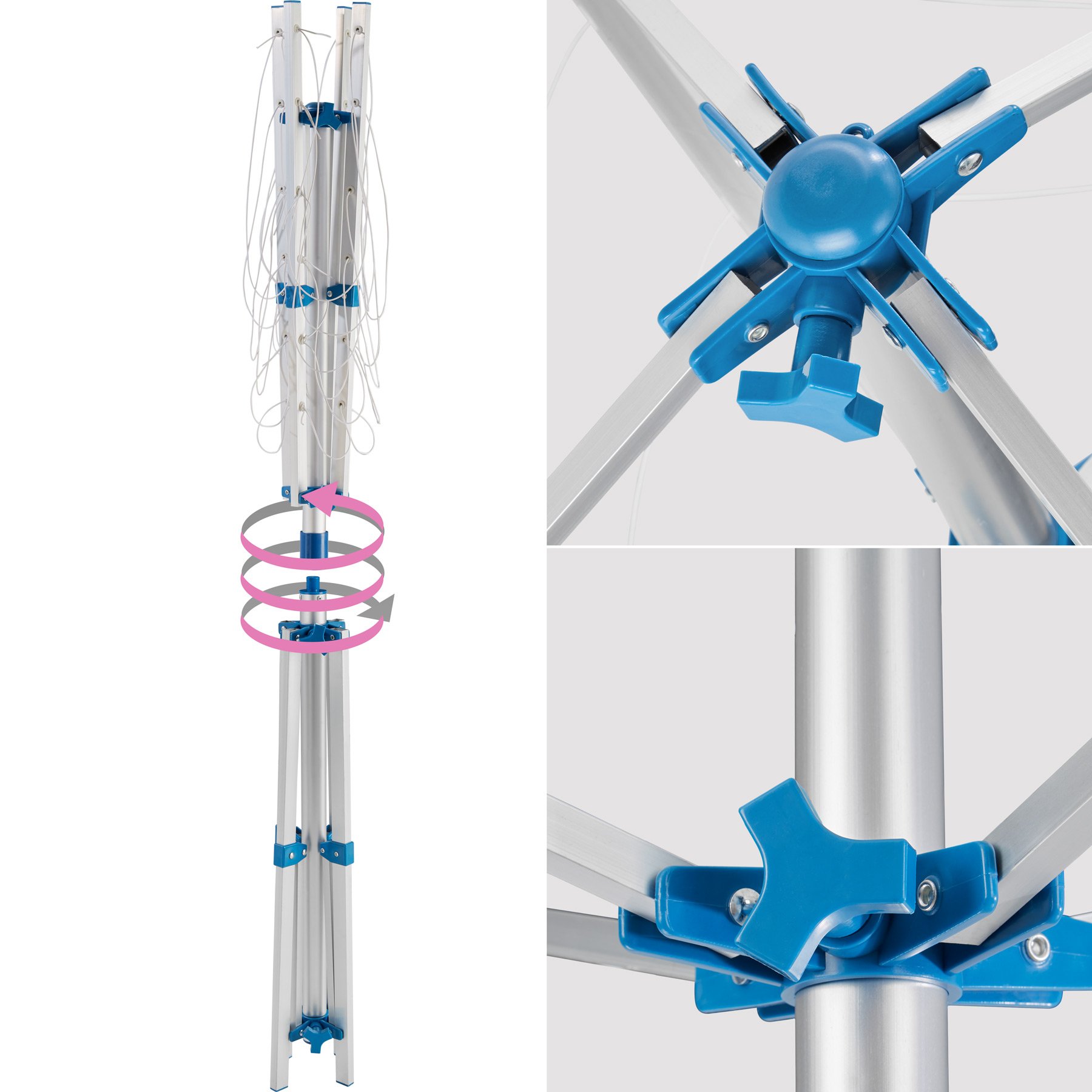 tectake Aluminium Wäschespinne Wäscheschirm | 4 Tragarme | Stufenlos höhenverstellbar - Diverse Modelle (Typ 2 | Nr. 402720)