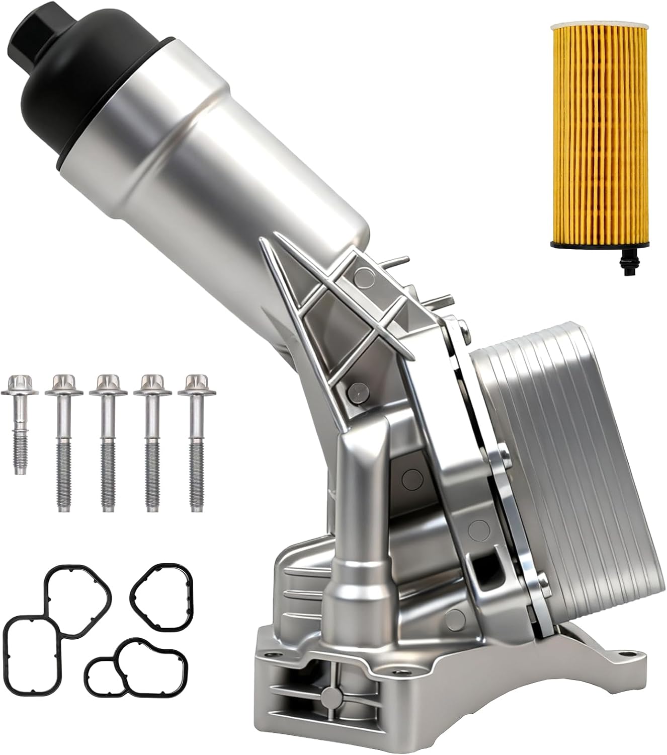 11428651710 Aluminium Engine Oil Filter Housing Assembly with Oil Cooler & Filter Kit Compatible with 2017-2023 BMW 230i 330e 330i 430i 530i 540i X3 X4 X5 X6 Z4 Replace # 11428580415 11428580414
