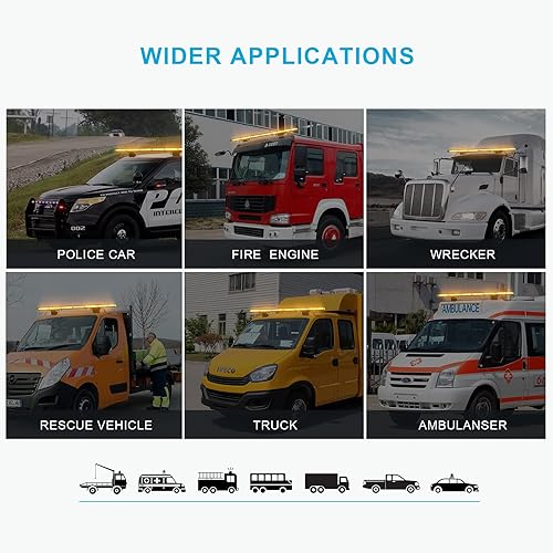 Miniatura 7 de Agrieyes Barra de luz para camión de remolque de 48 pulgadas de alto brillo, barra de luz estroboscópica extremadamente delgada, luces LED ámbar de