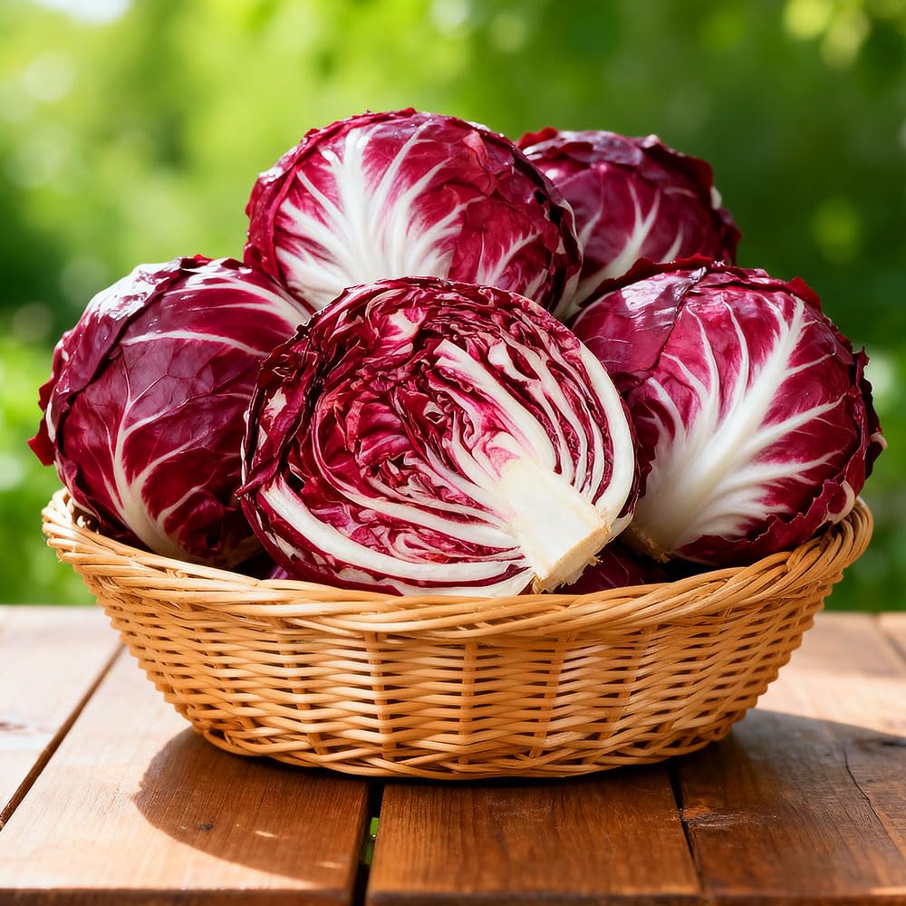 Leaf Chicory Seeds – Cicoria Palla Rossa Sel. “Melot” – Heritage Italian Radicchio Variety – Crunchy Red Heads with White Veins
