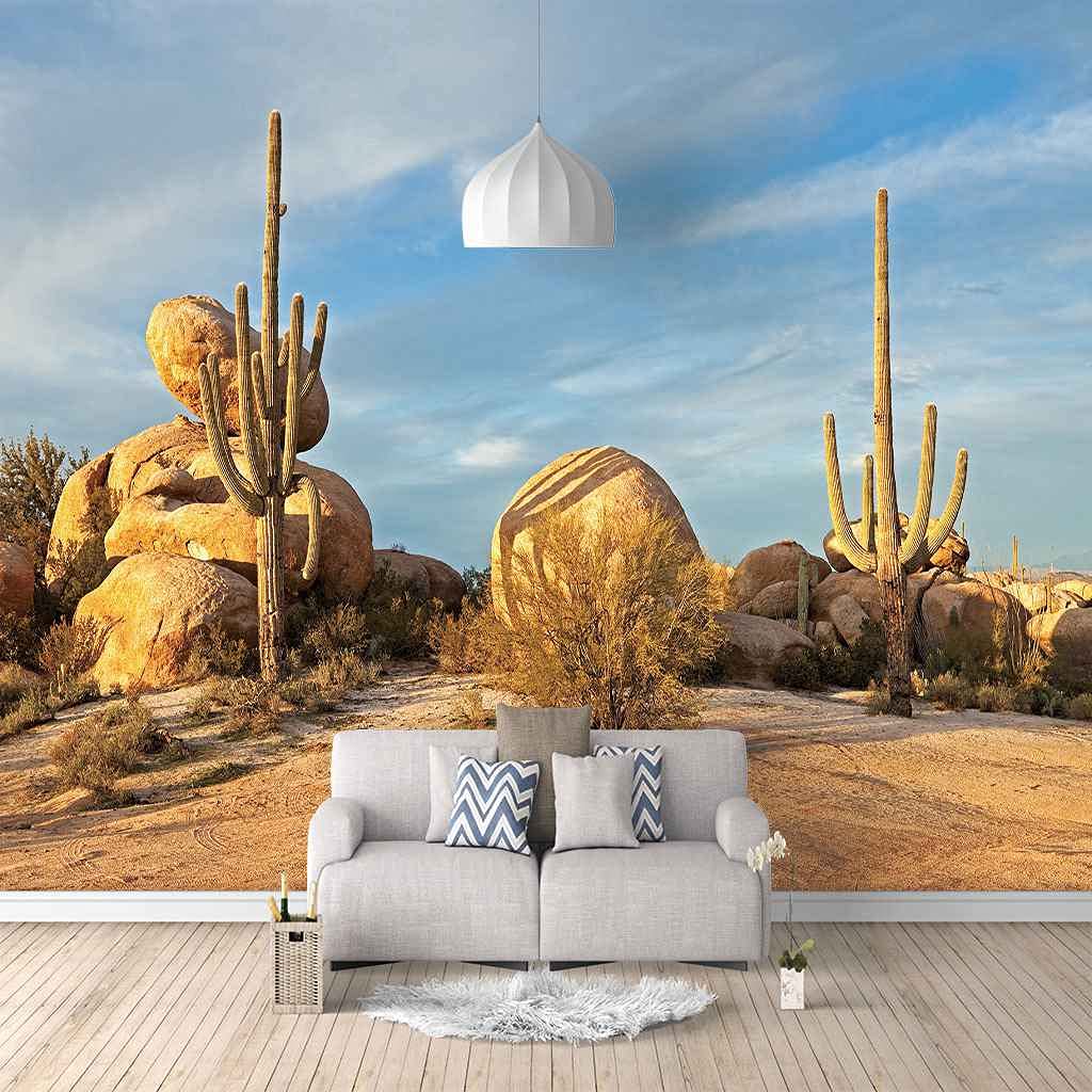 Peinture Murale Auto-adhésif Cactus Papier Peint Panoramique pour Rénover un Salon