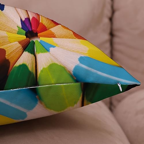 Miniatura 5 de Fundas Wilproo de cojín, juego de 4 con diseño de arcoíris, abstracto, estilo crayón, para sofá, automóvil, cama, 18 x 18 pulgadas