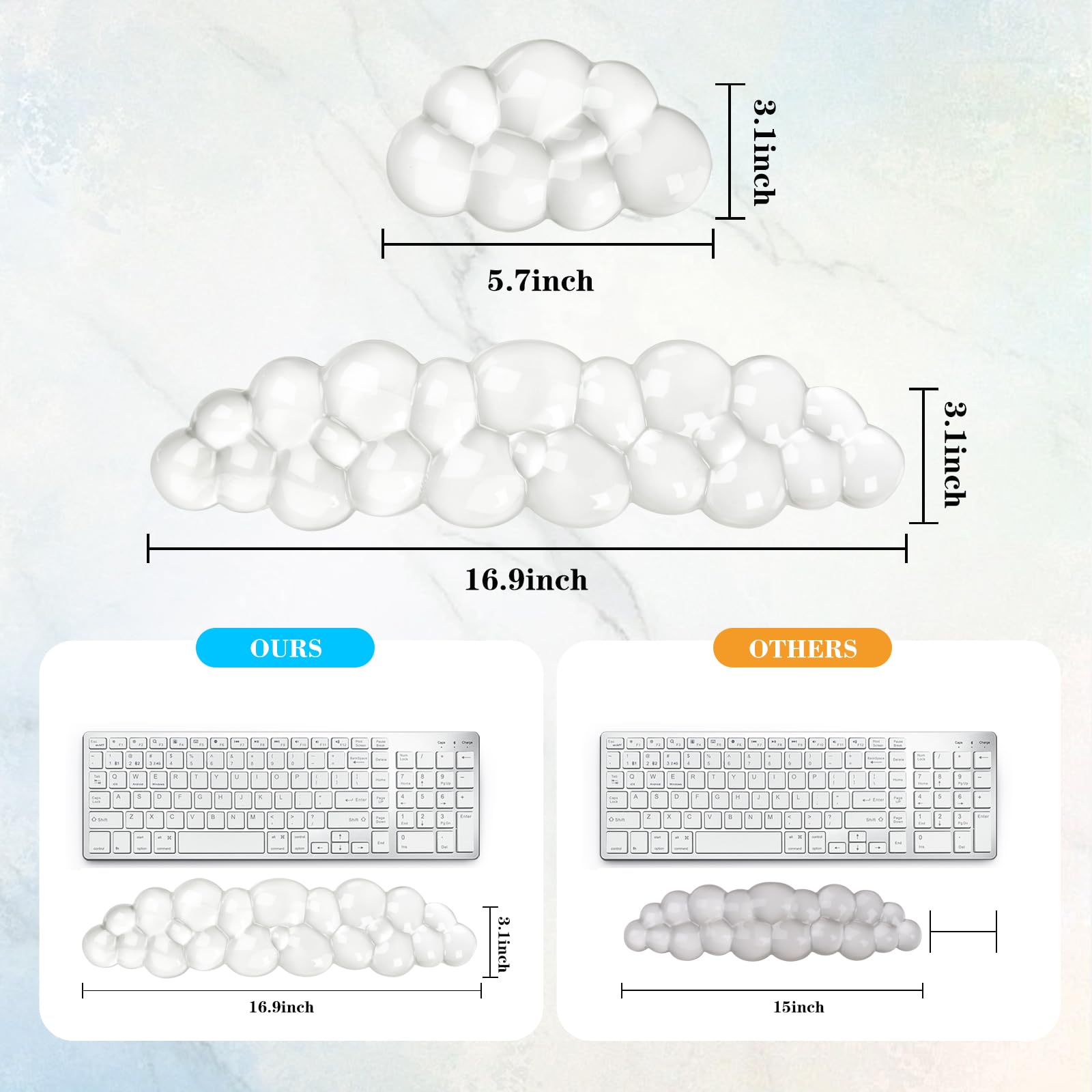 Gel-Tastatur- und Maus-Handgelenkauflage, niedliche Handgelenkstütze und Armstütze, Tastaturauflage für Tastatur und Maus, Schmerzlinderung, geeignet für Büro/Computer/Laptop/Gaming (weiß)