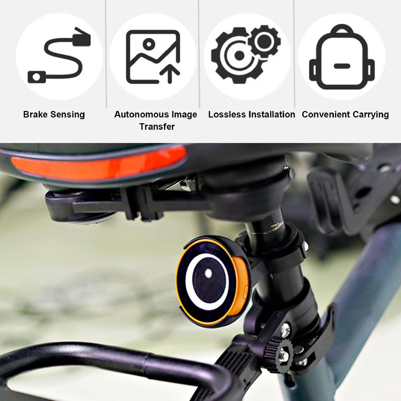 Luz Trasera de Bicicleta con Pantalla HD de 1,9 Pulgadas para Conducción Nocturna, Luces de Bicicleta con Control Táctil, Soporte GIF Conexión Inalámbrica Luces Traseras de