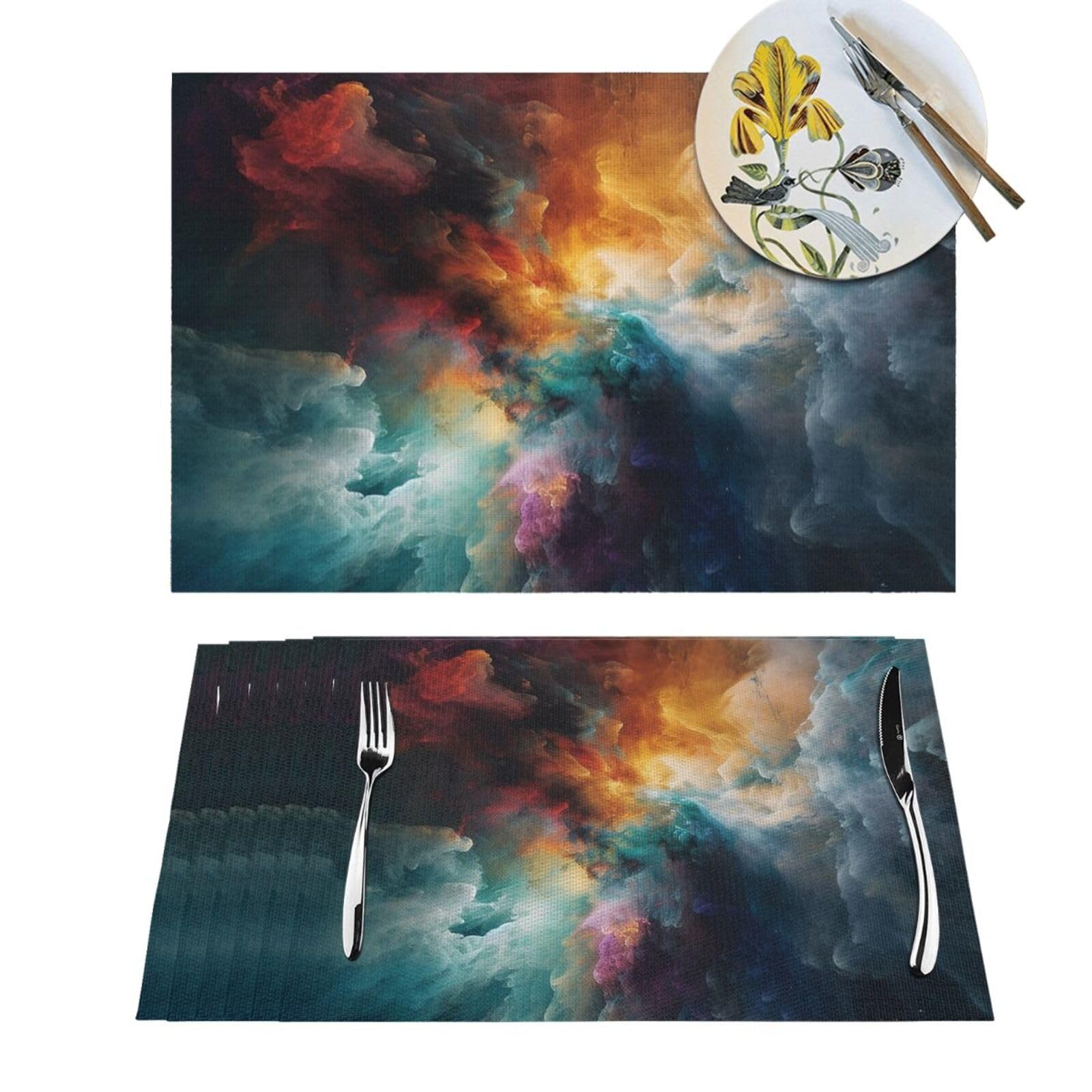 Sets de table antidérapants lavables PVC Lot de 4 colorés cuisine salle à manger