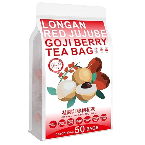 Miniatura 2 de Plant Gift Longan Goji Berry - Bolsas de té de 10.58 onzas (0.21 oz* 50 bolsas), Longan, Wolfberry, rosa, Hongzao Chinese Pure Nature, té mixto para