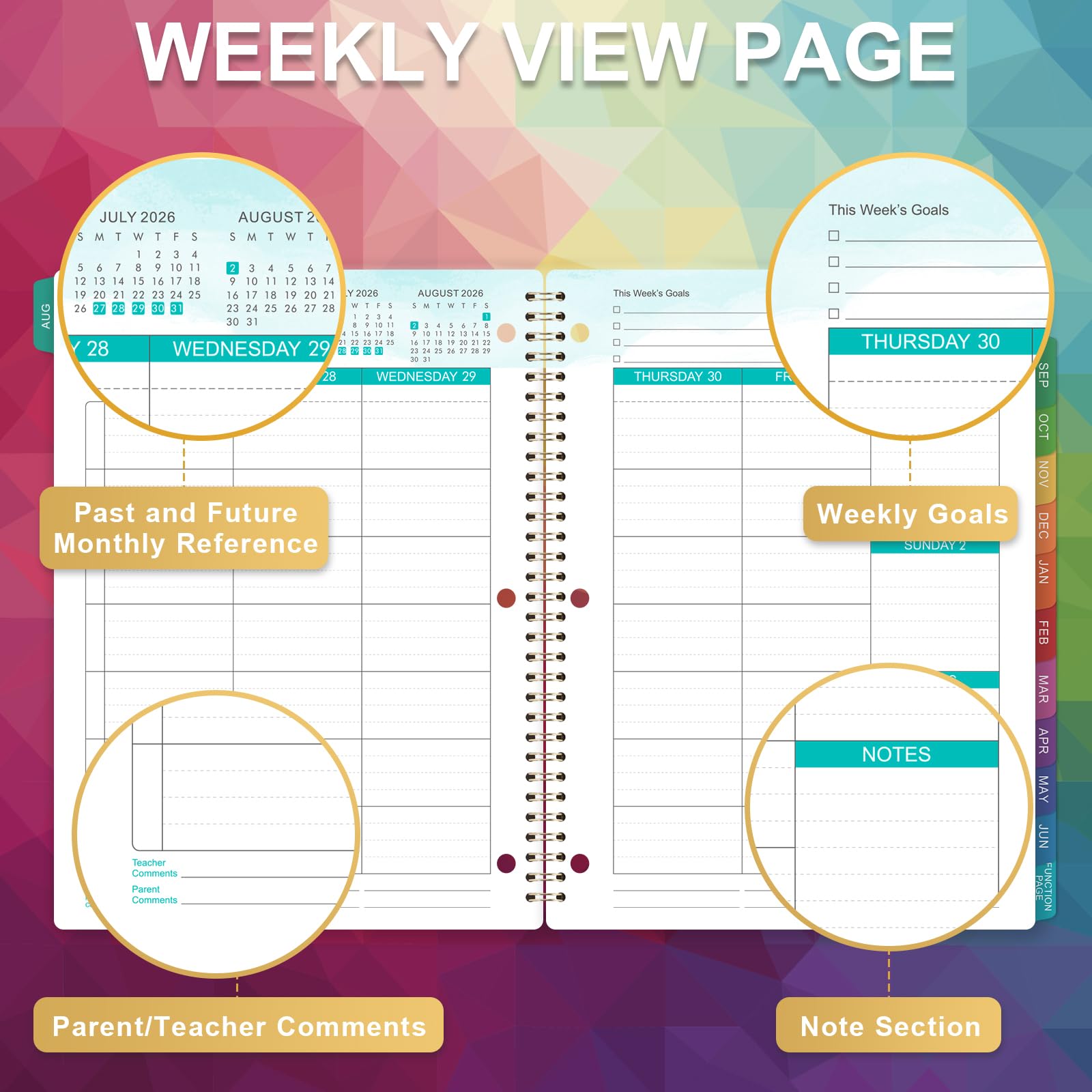 Planner per studenti 2024-2025 - Agenda scolastica, luglio 2024-giugno 2025, 21,6 x 27,9 cm, pianificatore scolastico 2024-2025 con 3 fori perforati
