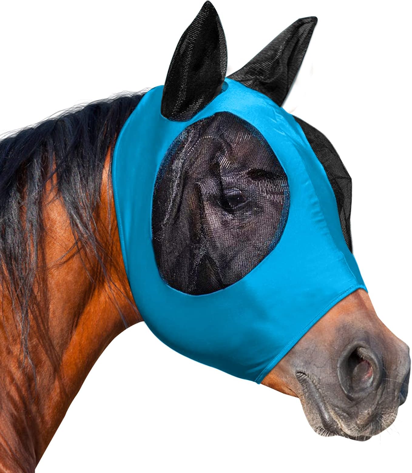 Horse Fly Mask, Fly Masks for Horses with Ears, Smooth & Elasticity Lycra Fly Mask, Avoid Equine