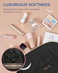 BAGSMART Sac de maquillage sac cosmétique de voyage, Puffy matelassé Sacs de maquillage pour femmes Grande capacité cas organisateur de maquillage, large ouvert Pouch Purse Travel Essentiels Accessoires de toilette Brosses,Noir