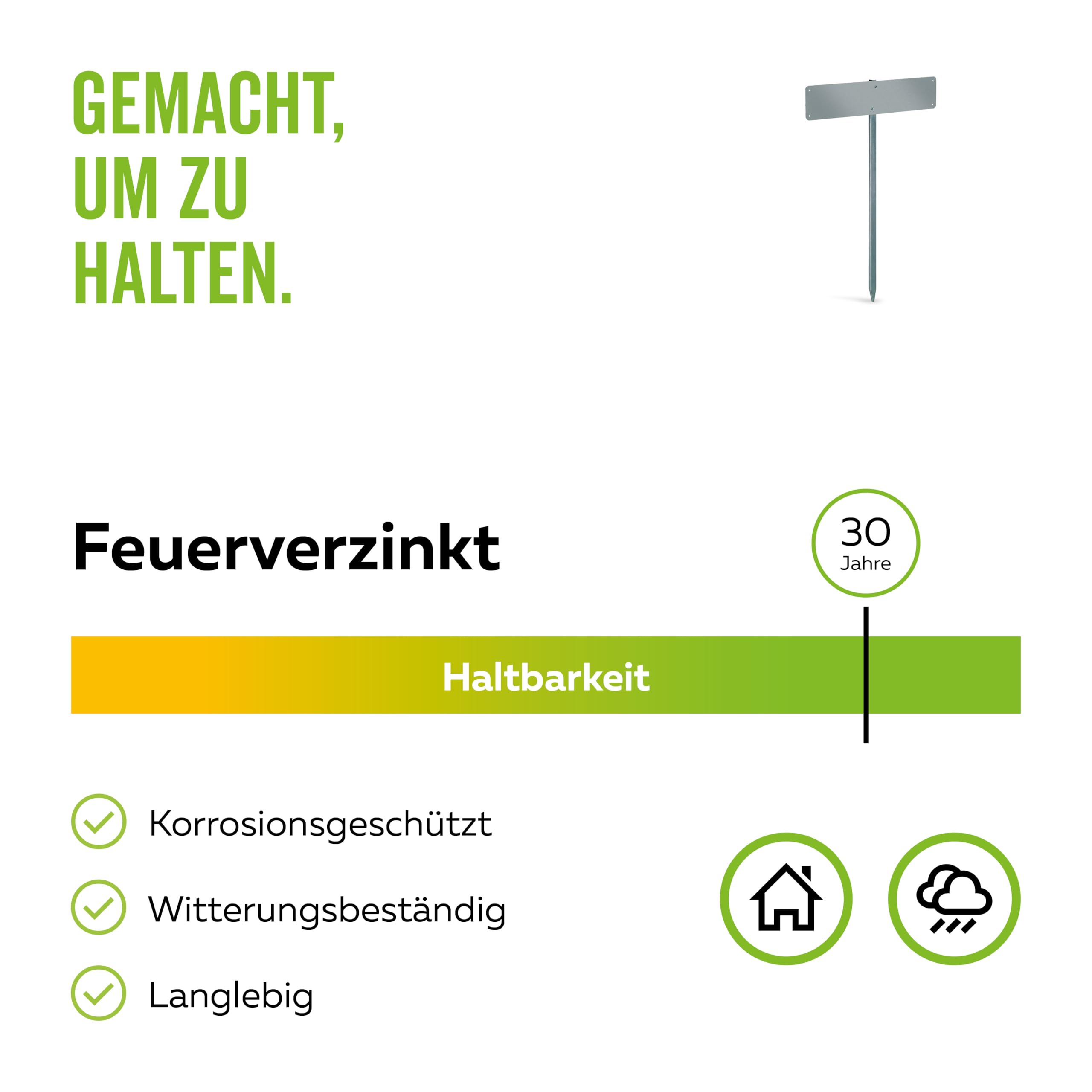 Alberts 2er Set Nummernschild-Befestigung | zum Einschlagen | feuerverzinkt | Gesamthöhe 750 mm