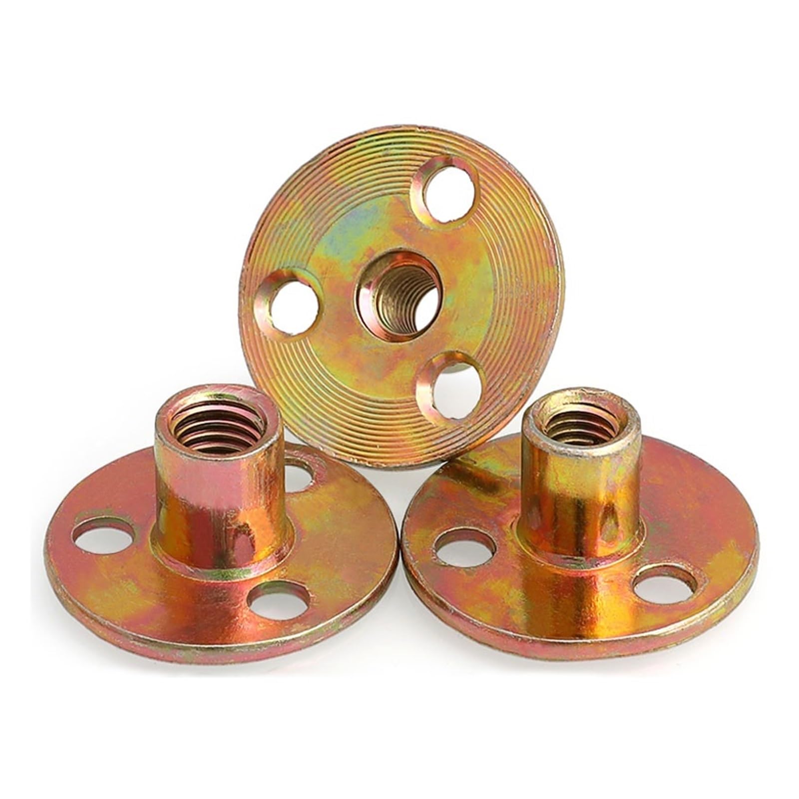 Farbige verzinkte Eisenplattenmutter Dreiloch-Sicherungsflanschmutter Runde T-Muttern mit flacher Basis T-Möbelmuttern Schraube M8 M10(M8(2pcs))