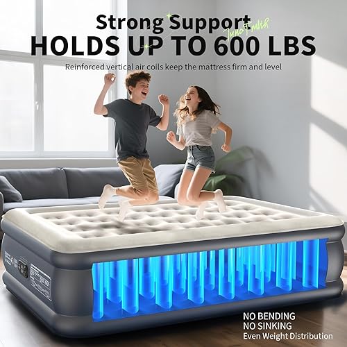 Miniatura 5 de InnoTruth Colchón de aire matrimonial con bomba integrada, colchón inflable inflable, colchones elevados de 18 pulgadas para invitados y hogar,