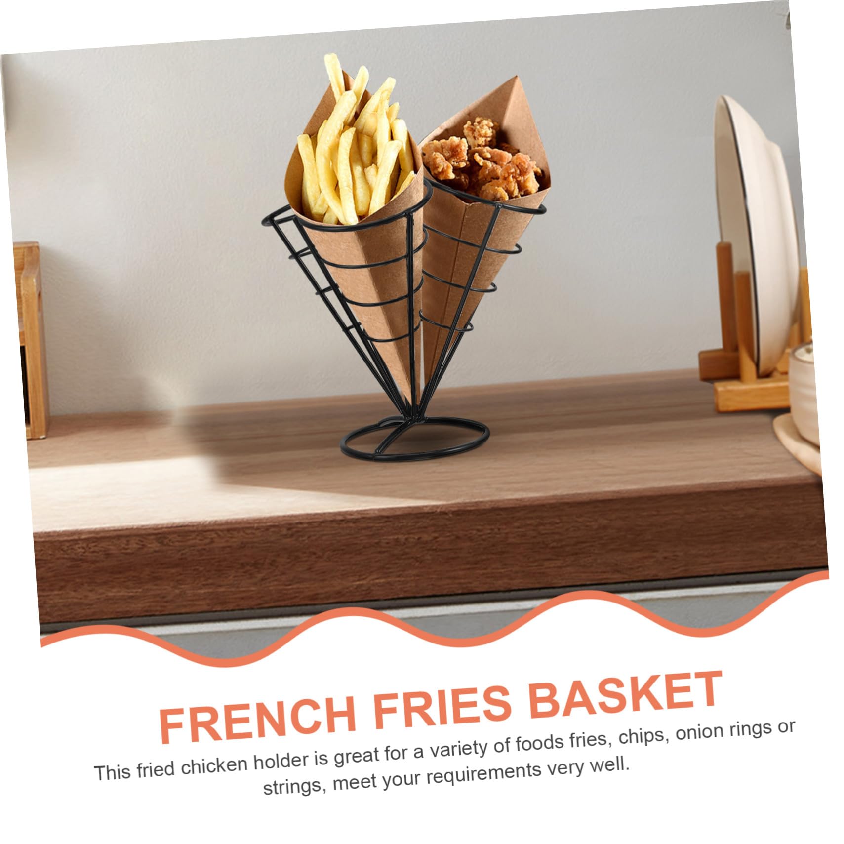 Snack in Acciaio con Coni Patatine Fritte Stand per Servire Antipasti Casa Bar Supporto Resistente e per Patatine Chips e Stuzzichini