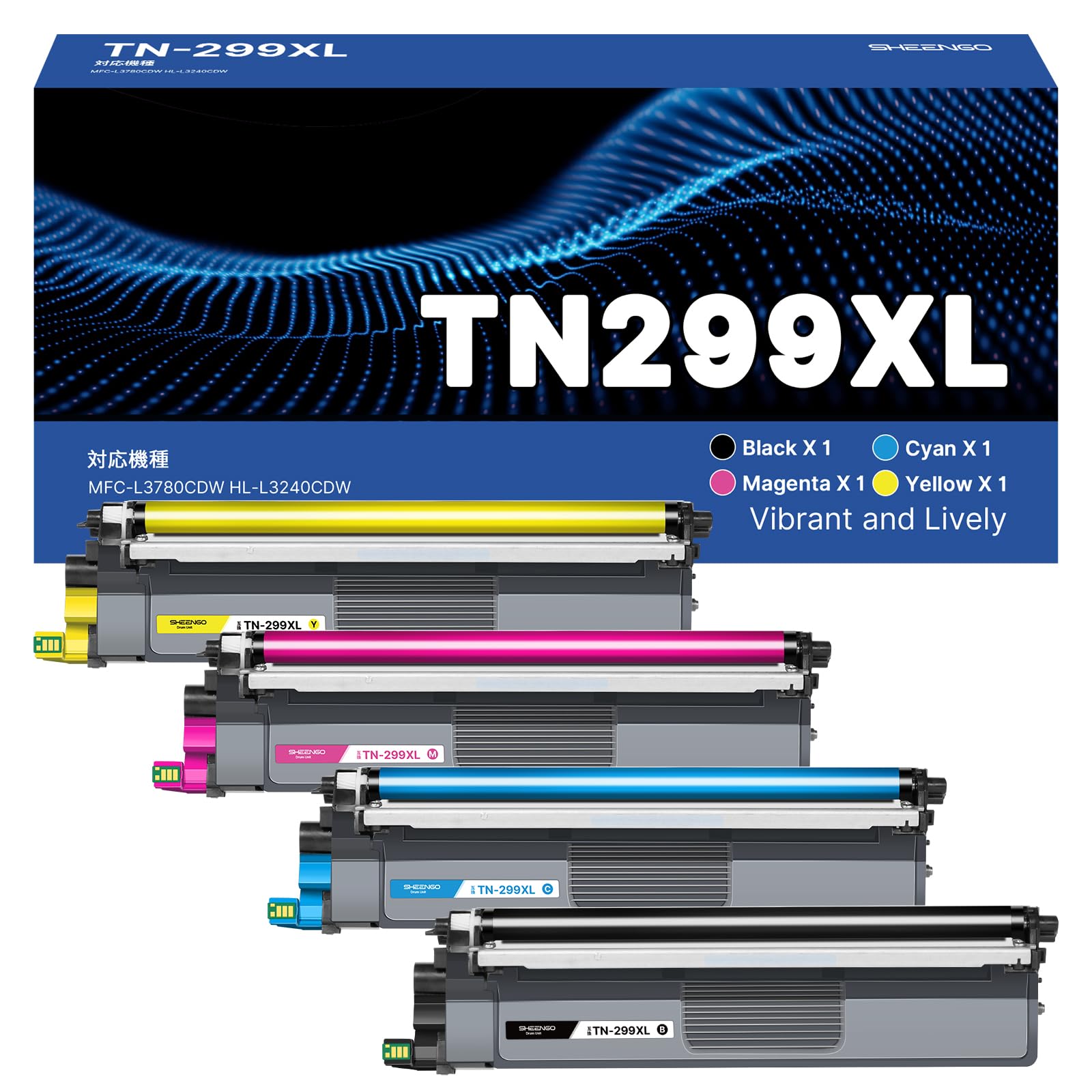 TN299XL トナーカートリッジ 大容量 ブラザー ( Brother )対応 TN299 4色セット (約3000ページ) 互換トナー マゼンタ/シアン/イエロー カートリッジ 対応機種 HL-L3240CDW MFC-L3780CDW 残量検知機能 個包装