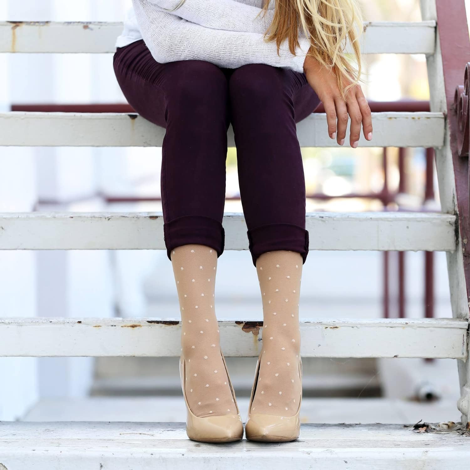 Rejuva Women s Sheer Dot Pattern 15-20 mmHg Knee High Compression Stockings