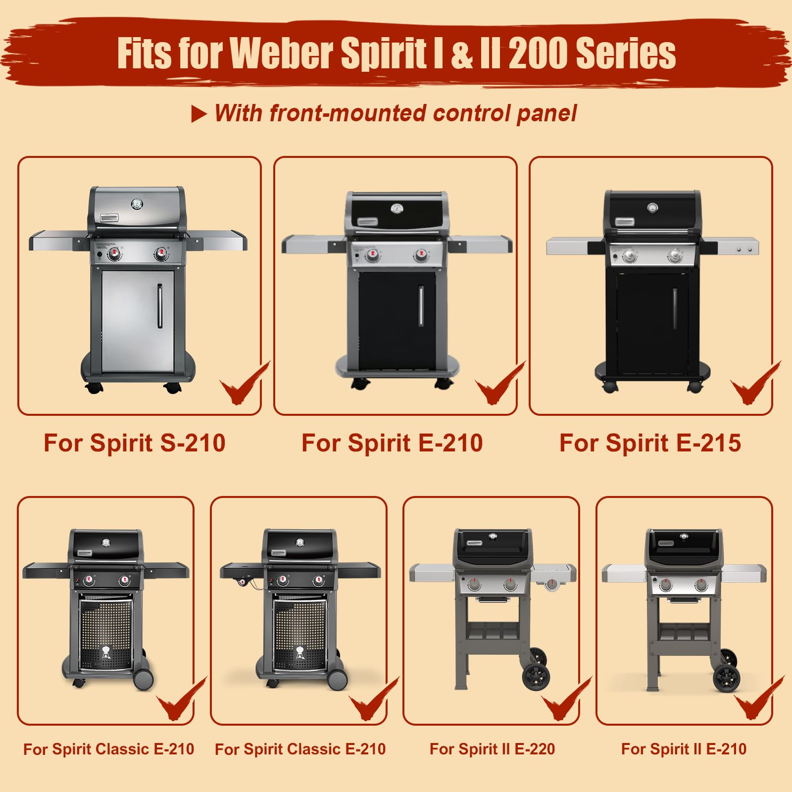 Denmay 38,8 cm 7635 pręty smakowe części zamienne do Weber Spirit I & II Serie E210, E220, S210, S220 (z przednimi pokrętłami sterującymi), części zamienne do płyty grzewczej ze stali nierdzewnej, 3
