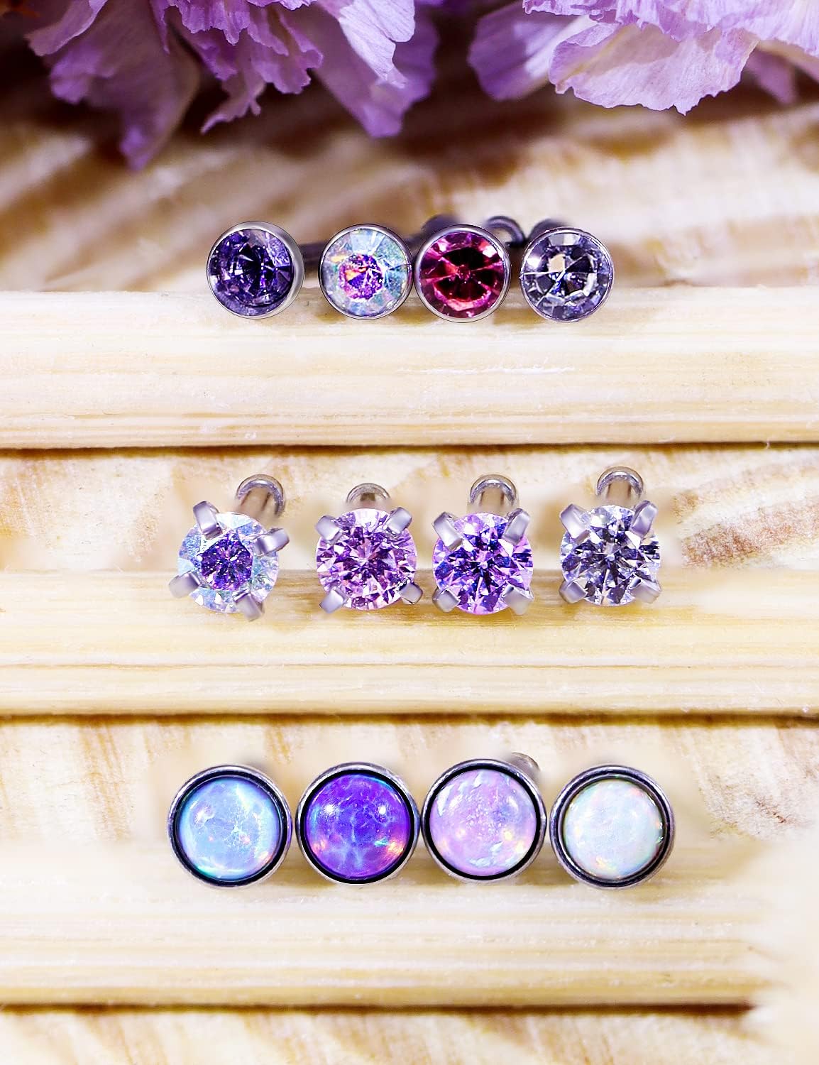 Kridzisw 18G 20G 22G Nose Rings Studs 316L Surgical Steel Straight Screw L Shaped Nose Studs for Women Men CZ Opal Size 1.5mm 2mm 2.5mm 3mm - Image 4