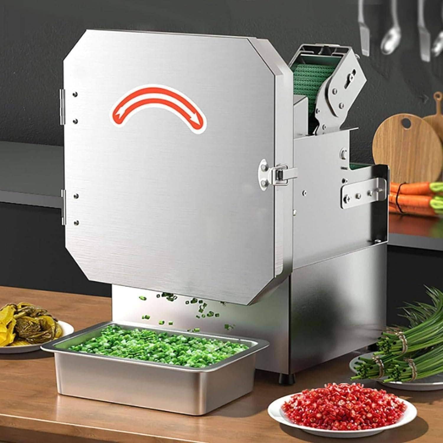 PixCy Affettatrice Acciaio Inox Tritatutto Verdure Elettrico 200W 700Giri/Min Ingresso 70mm Spessore Regolabile 1.5-35mm per Cipollotti Peperoni Porri Sedano Commerciale Domestico