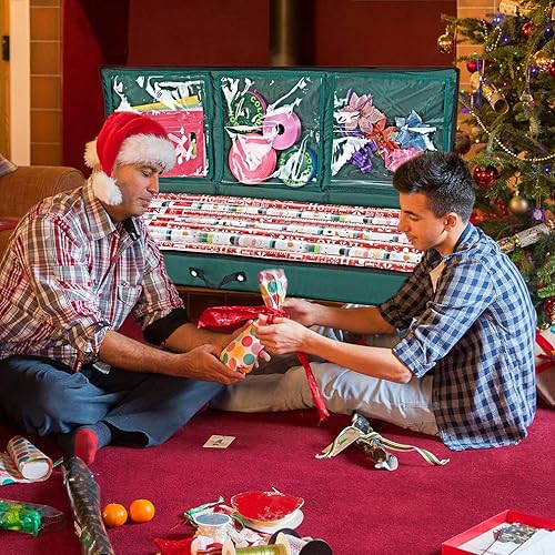 Miniatura 8 de Primode Contenedor de almacenamiento de papel de regalo, organizador de papel de regalo debajo de la cama, 41 x 14 x 6 pulgadas, soporte de caja