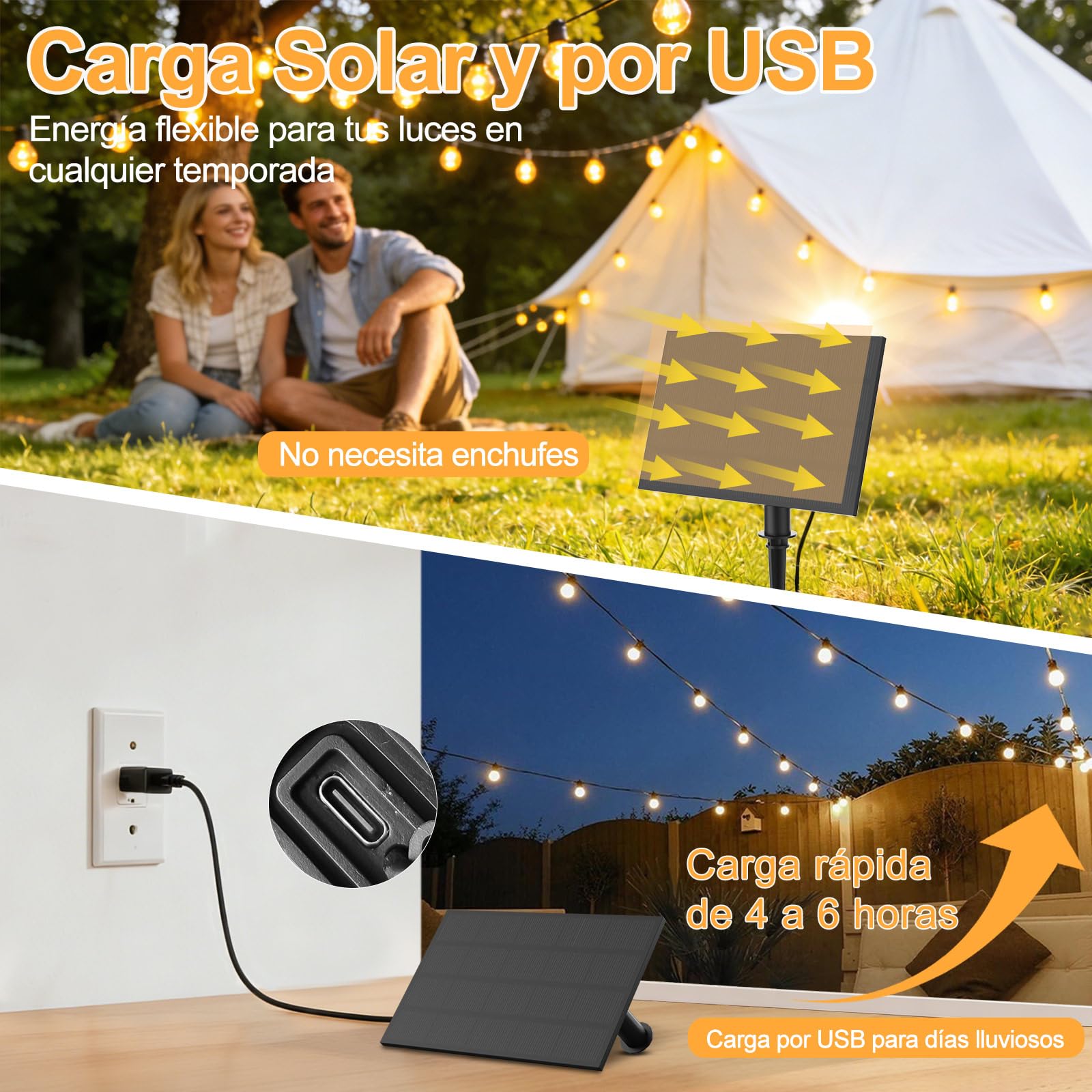 Guirnaldas Luces Exterior Solar, 30M/99Ft Lámparas Solares de Jardín Luces con 50+3 G40 Bombillas IP45, 4 Modos Impermeable Guirnalda Solares para Jardín, Terraza, Navidad, Fiesta