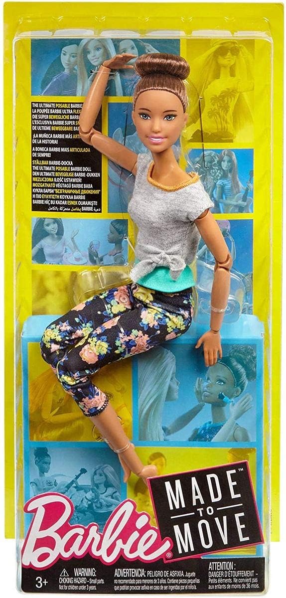 Barbie Made to Move Dolls with 22 Joints and Yoga Clothes, Floral, Blue