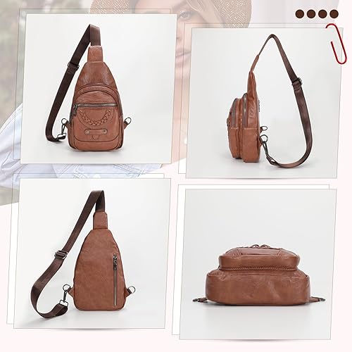 Miniatura 8 de SUOSDEY Sling Bag Crossbody Bags for Women PU Leather Sling Backpack Travel Cycling Hiking
