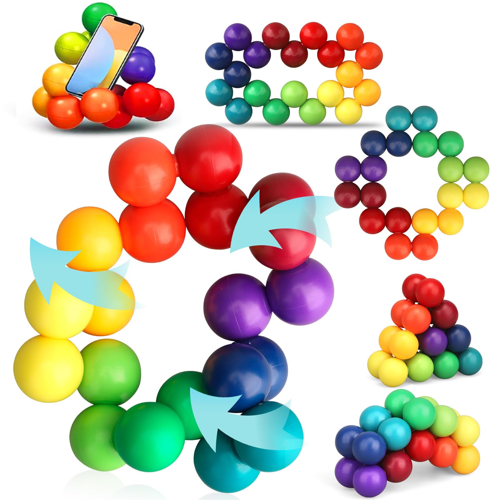 Magic Fidget Chain Balls Toys for Teens Kids,Fidget Rings Stress Toys, DIY Autism Desk Toys