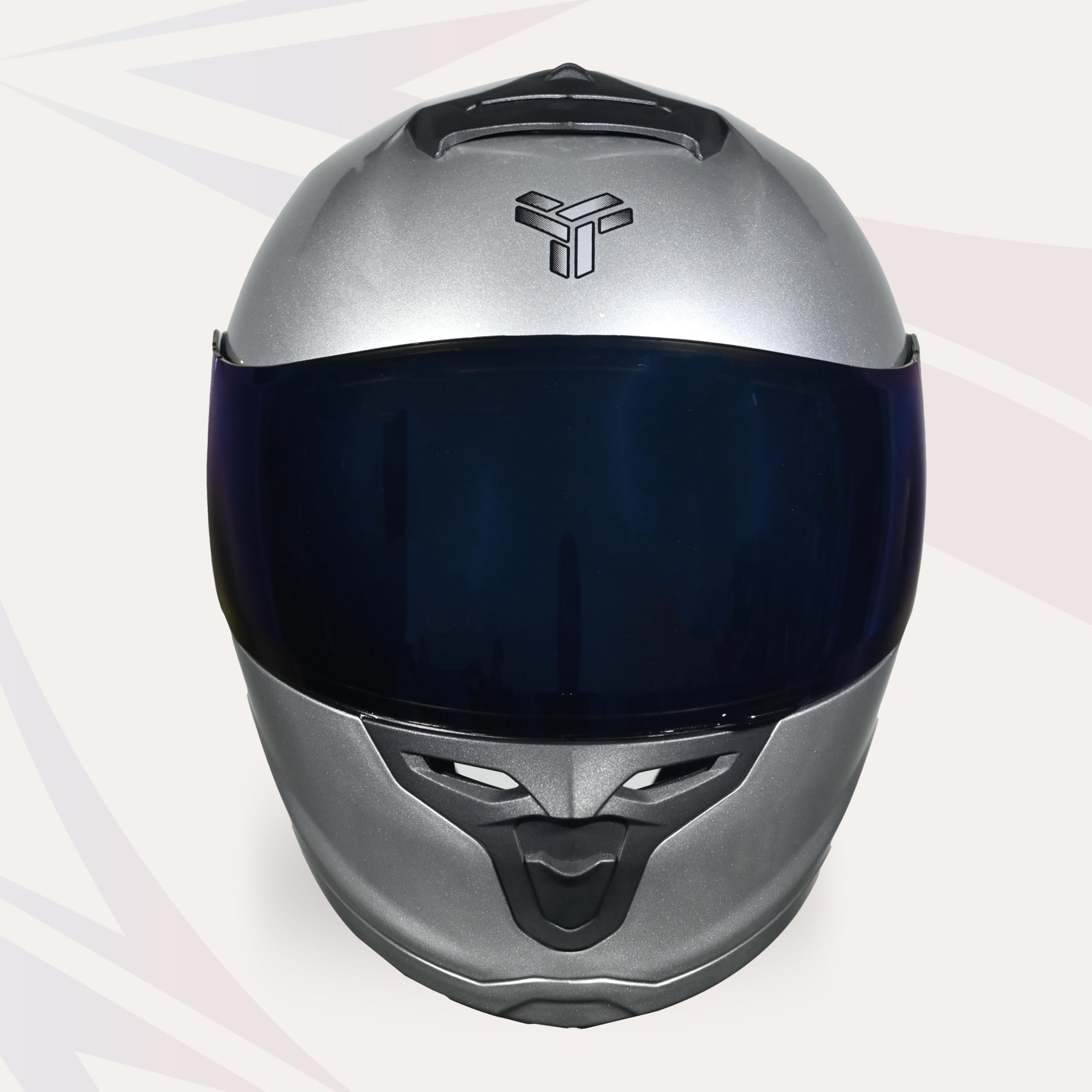 TELISH Phantom ZX Series Glossy Silver Full Face Helmet for Men