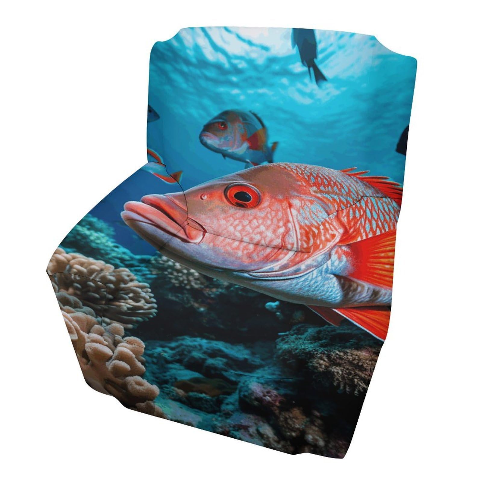 Fodpand Style Fish And Coral Sofa Cover Soft 1 Seater Sofa Slipcover For Pets Washable,Couch Cover With Elastic Straps Furniture Protector