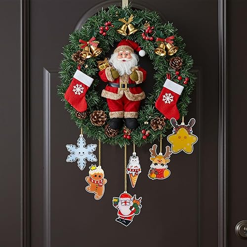 Miniatura 6 de 6 adornos acrílicos para decoración de árbol de Navidad, decoraciones colgantes de Papá Noel, muñeco de nieve, reno, pan de jengibre, estrella, copo