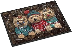 Caroline's Treasures Yorkie Yorkshire Terrier Christmas Decoration Front Door Mat