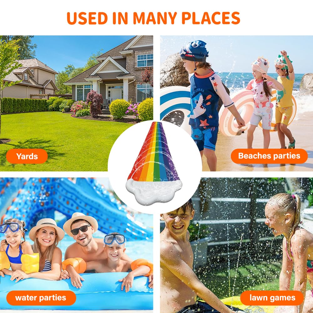 Wasserrutsche Garten 480x140cm Doppelte Wasserrutschmatte mit Bodyboards Wasserspielzeug mit Eingebautem Sprinkler