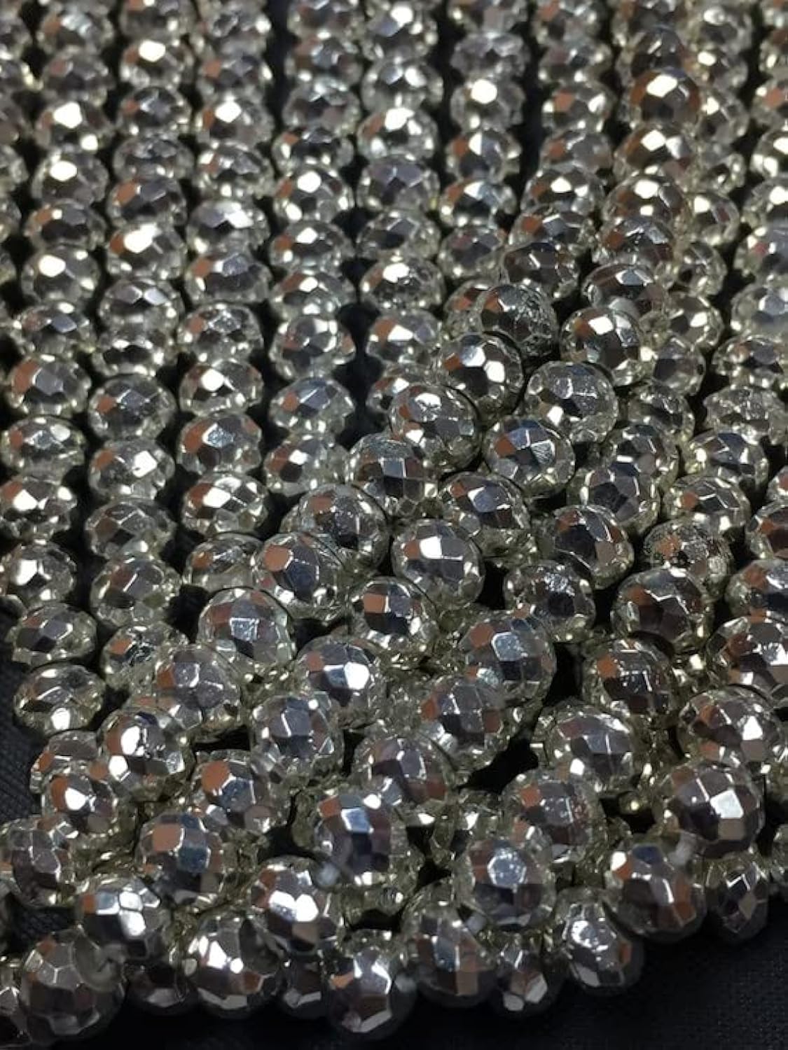 Perles pyrite facettées 6mm argentées LKBEADS pour création de bijoux faits main de 35cm