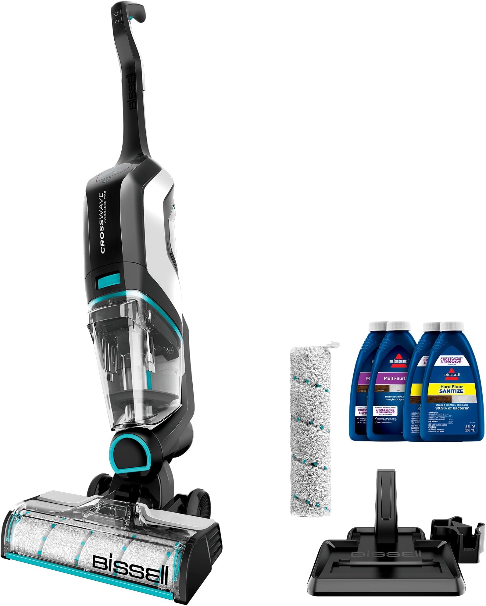 2554A CrossWave Cordless Max All in One Wet-Dry Vacuum Cleaner and Mop for Hard Floors and Area Rugs, Black/Pearl White with Electric Blue Accents