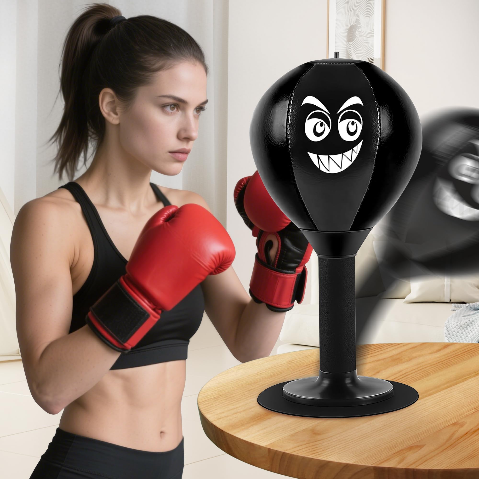 Sacco da pugilato da tavolo, sacco da boxe desktop autoportante con ventosa, borsa per colpi Rage, sacco da pugilato desktop mini, per attività a casa e in ufficio per lo stress