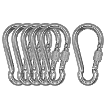304 Stainless Steel Carabiners-6pcs 2.36 inch Heavy Duty, Durable & Rust-Free Clips for Gym, Swing, Dog Leashes, Hammocks, Keychains, and MoreM6-2.36Inch 6-Pack