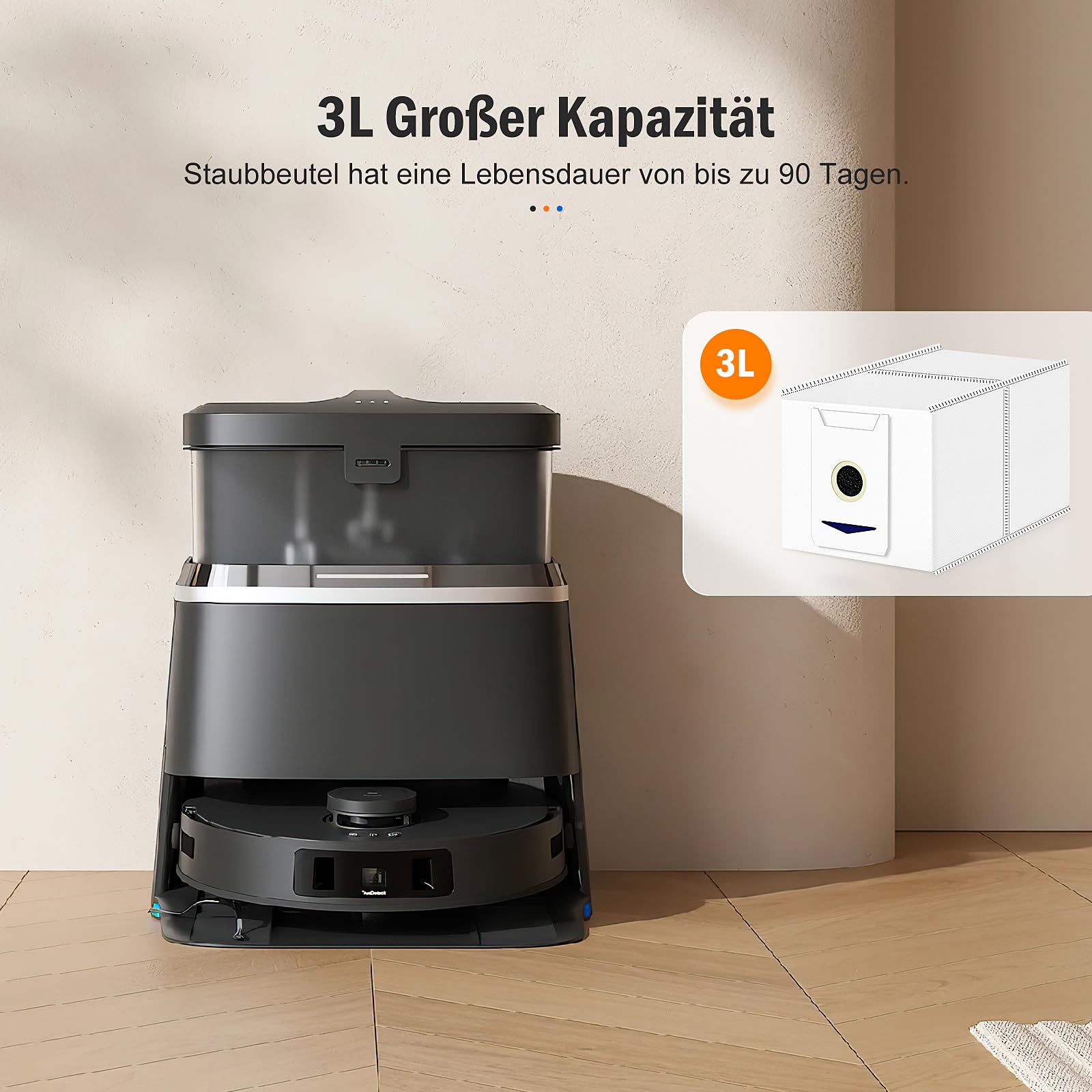 12 stofzuigerzakken voor Ecovacs Deebot T30 Pro Omni, T30 Omni, witte stofzuigerzakken, 3 liter, stofzuigerzakken voor Ecovacs T30