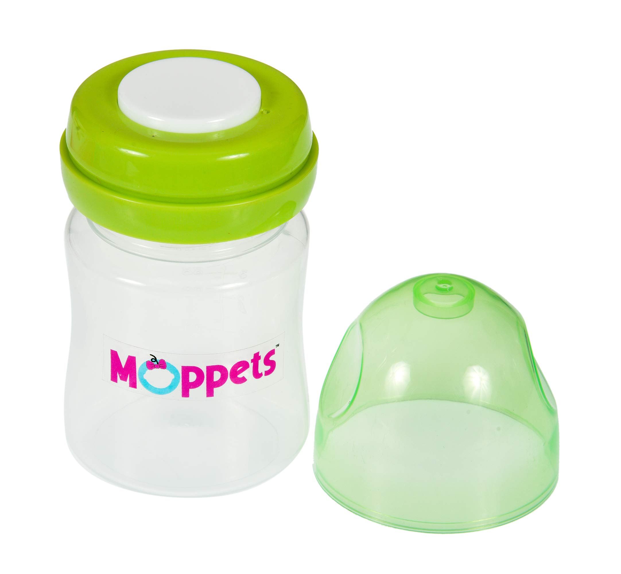 Moppets PRO-Breastmilk 3Pc Storage Bottles with Leak Proof Lid & Dust Covers (Upto 8 oz/180ml) - Store & Freeze Compatible 1