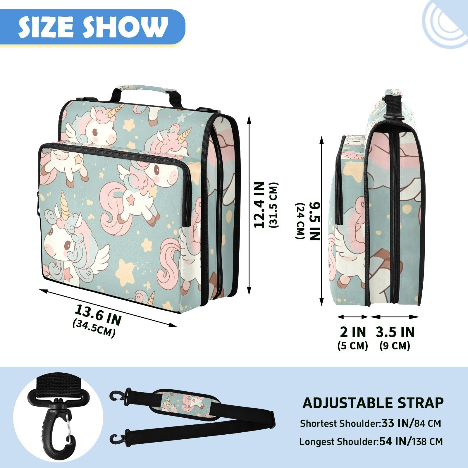 Enchanted Mare - Borsa per raccoglitori a 3 anelli con cerniera