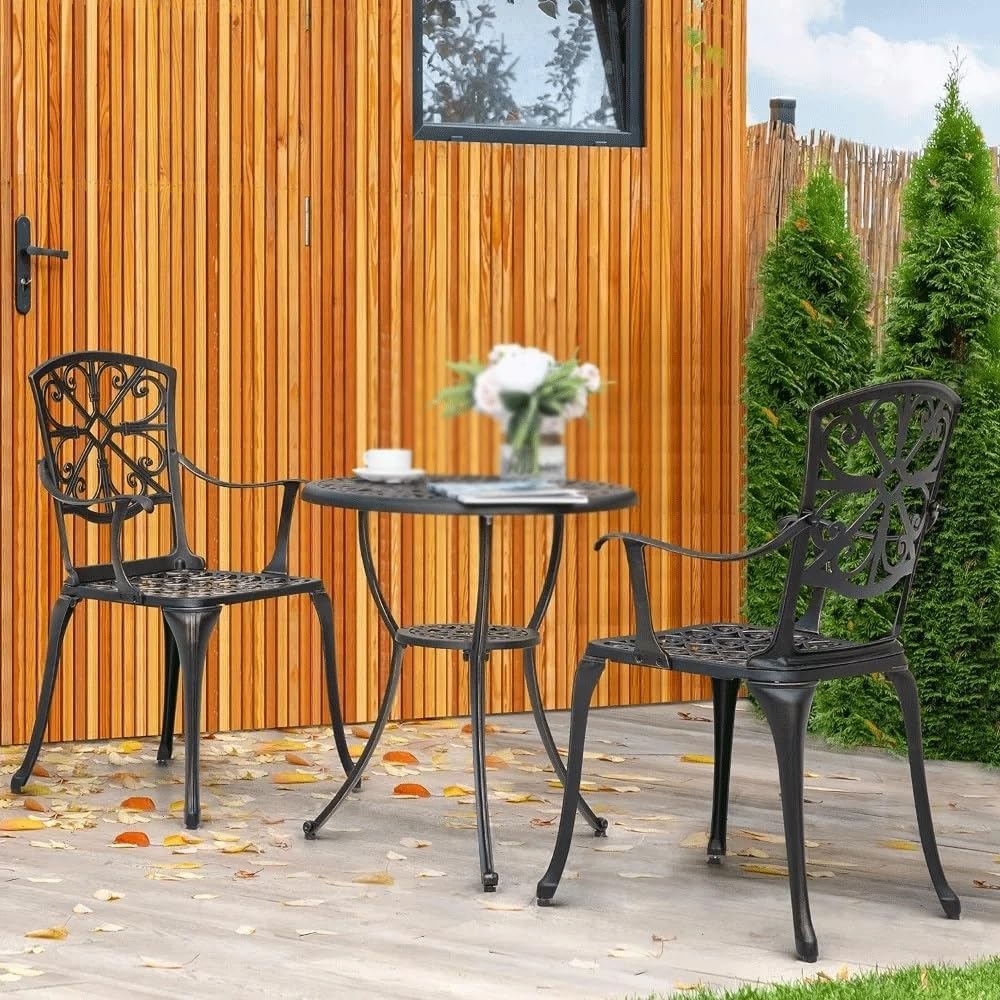 Table Set Outdoor Furniture Patio and Chairs with Umbrella Hole for Yard Balcony Porch